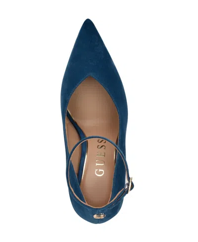 Guess Women's Napril Ankle Strap Stiletto Dress Pumps In Blue