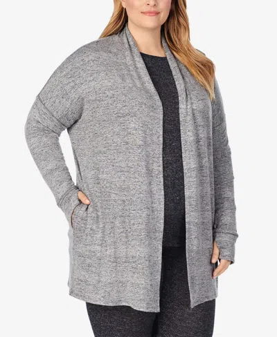 Cuddl Duds Plus Size Soft Knit Wrap In Gray