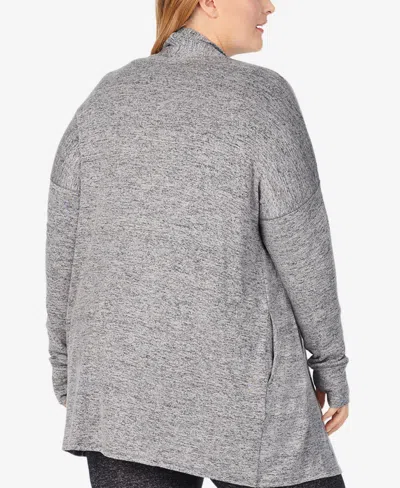 Cuddl Duds Plus Size Soft Knit Wrap In Gray