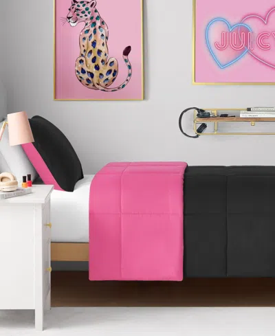 Juicy Couture Box Stitch Reversible 2-pc. Comforter Set, Twin/twin Xl In Black