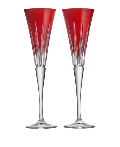 Waterford New Year Firework Flutes, Set Of 2 In Red
