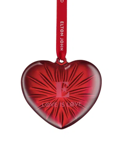 Waterford Elton John Aids Foundation Crystal Red Heart Ornament In Red