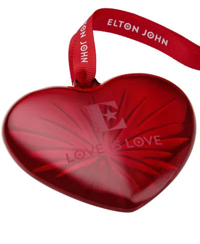 Waterford Elton John Aids Foundation Crystal Red Heart Ornament In Red