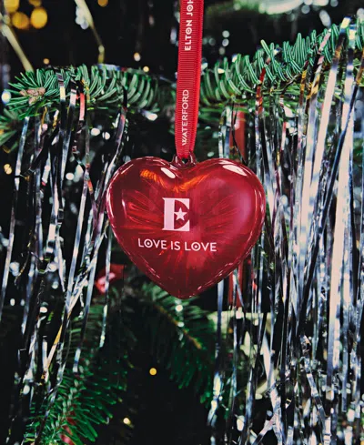 Waterford Elton John Aids Foundation Crystal Red Heart Ornament In Red