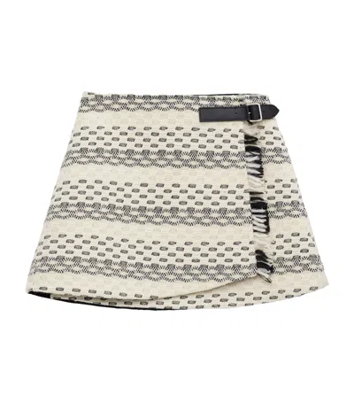 Loewe Wool-blend Buckled Mini Skirt In Gray