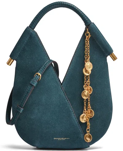 Donna Karan Suede Micro Crossbody Bag With Charm Hangoff In Brown