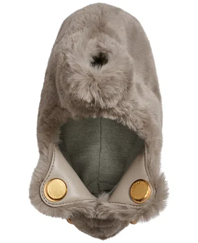 Donna Karan Lawrence Faux Fur Wristlet Wallet With Chain Strap In Gray