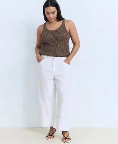 Mango Women's Straps Crochet Top In Brown