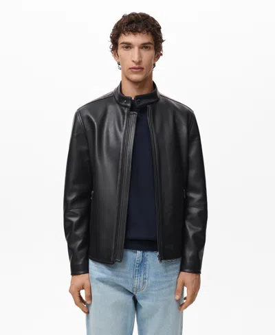Mango Men's Zip-up Leather-effect Jacket In Black