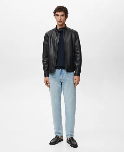 Mango Men's Zip-up Leather-effect Jacket In Black