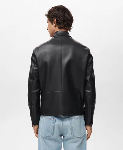 Mango Men's Zip-up Leather-effect Jacket In Black