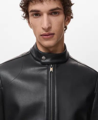 Mango Men's Zip-up Leather-effect Jacket In Black