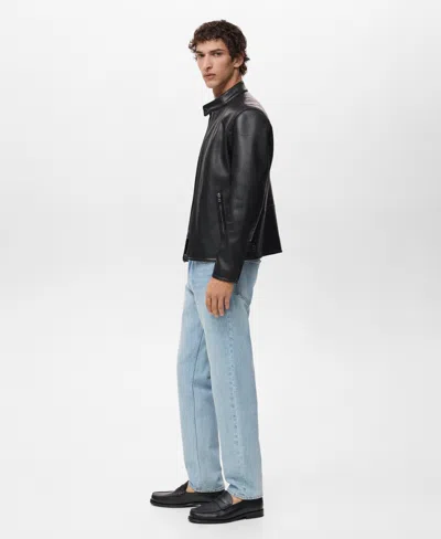 Mango Men's Zip-up Leather-effect Jacket In Black