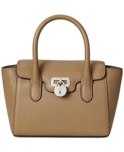 Ralph Lauren Tanner Small Pebbled Leather Satchel In Brown