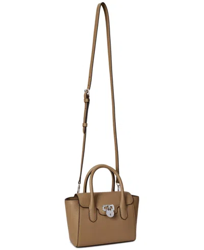 Ralph Lauren Tanner Small Pebbled Leather Satchel In Brown