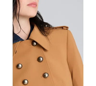 Kenneth Cole Luxe Twill Cropped Military Jacket In Gold