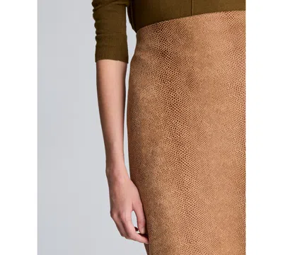 Kenneth Cole Snake Embossed Pull On Midi Skirt In Neutral