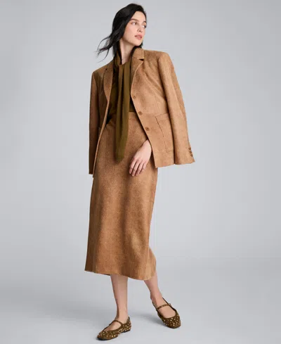 Kenneth Cole Snake Embossed Three Button Contoured Jacket In Brown