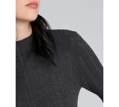 Kenneth Cole Long Sleeve Ribbed Mock Neck Sweater In Gray