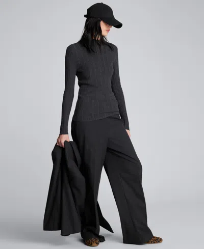 Kenneth Cole Long Sleeve Ribbed Mock Neck Sweater In Gray