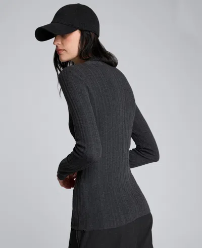 Kenneth Cole Long Sleeve Ribbed Mock Neck Sweater In Gray