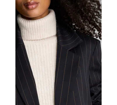 Kenneth Cole Pinstripe Patch Pocket Open Front Jacket In Blue