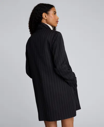 Kenneth Cole Pinstripe Patch Pocket Open Front Jacket In Blue