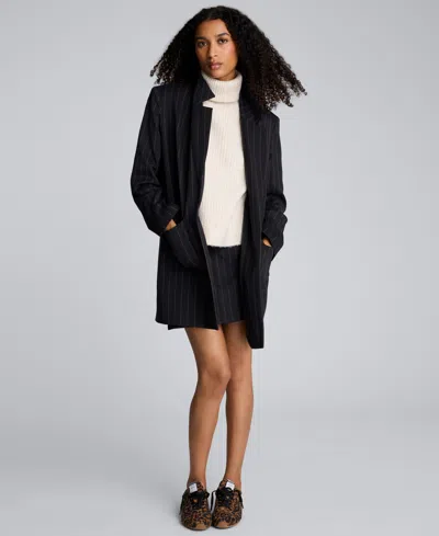 Kenneth Cole Pinstripe Patch Pocket Open Front Jacket In Blue