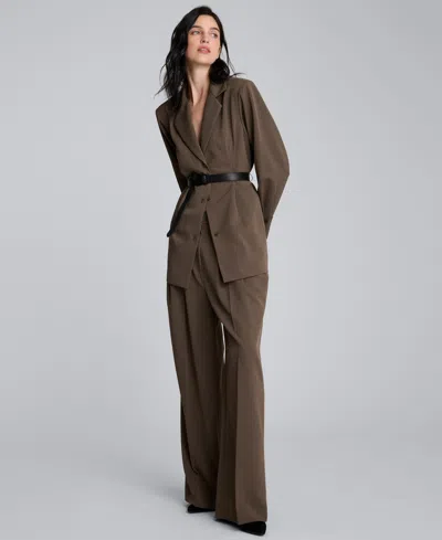 Kenneth Cole Melange Three Button Belted Soft Jacket In Gray