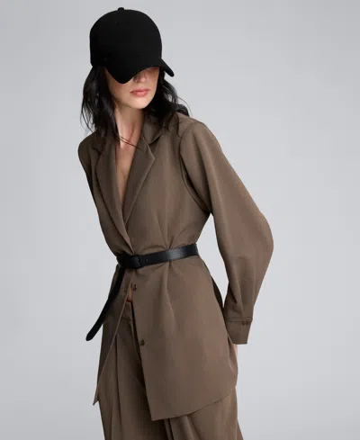 Kenneth Cole Melange Three Button Belted Soft Jacket In Gray