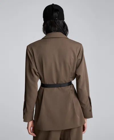 Kenneth Cole Melange Three Button Belted Soft Jacket In Gray