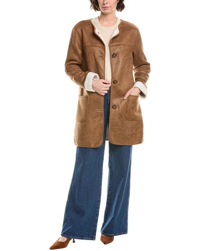 Pascale La Mode Fleece Coat In Brown