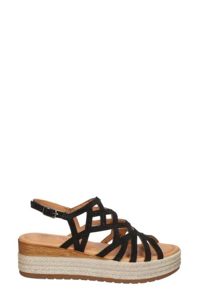 Bella Vita Womens Suede Wedge Ankle Strap In Black