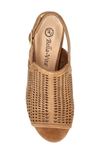 Bella Vita Emmalyn Womens Laser Cut Leather Block Heels In Brown