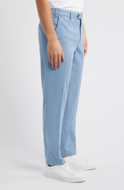 Canali Regular Fit Flat Front Comfort Twill Pants In Blue