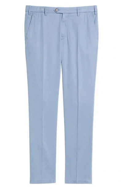 Canali Regular Fit Flat Front Comfort Twill Pants In Blue