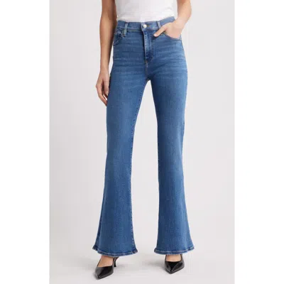 Frame The Icon High Rise Flare Jeans In Canals In Blue