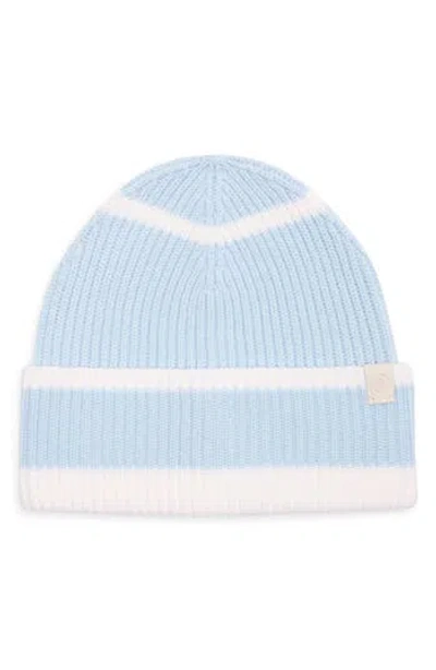Rag & Bone Blake Stripe Wool Blend Beanie In Blue