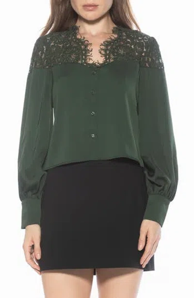 Alexia Admor Bryne Lace Trim Top In Green