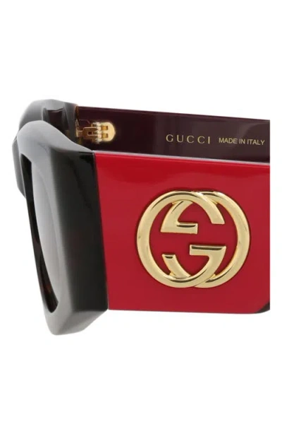 Gucci Rectangular Frame Sunglasses In Black
