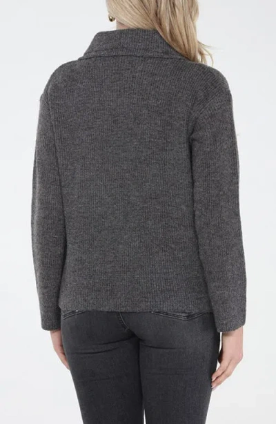 Rain And Rose Toggle Front Sweater Jacket In Gray