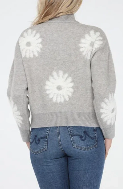 Rain And Rose Flower Pop Zip Cardigan In Pattern