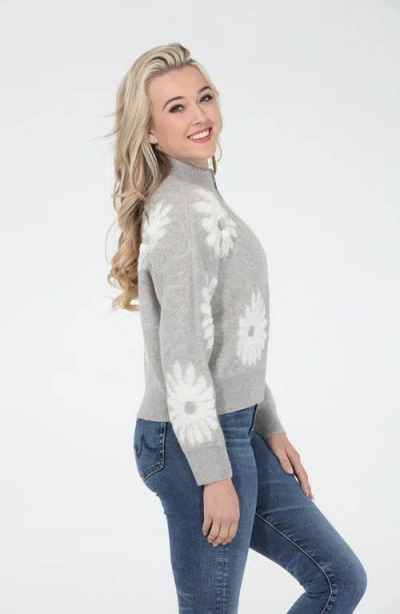 Rain And Rose Flower Pop Zip Cardigan In Pattern