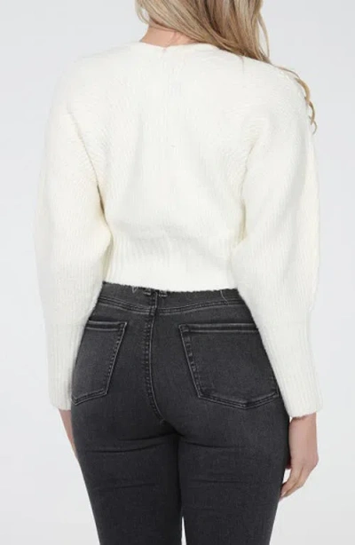 Rain And Rose Luna Bow Cardigan In Ivory In White