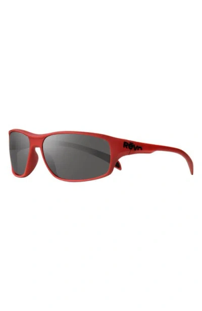 Revo Vertex 67mm Polarized Rectangular Sunglasses In Red
