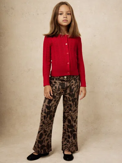 Reiss Brown Leopard-print Flared Jeans In Brown