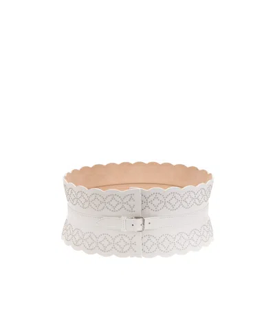 Alaïa Miniature Rivet Geometric Pattern Belt In White