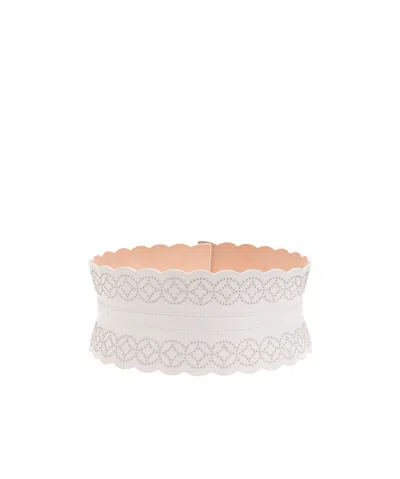 Alaïa Miniature Rivet Geometric Pattern Belt In White