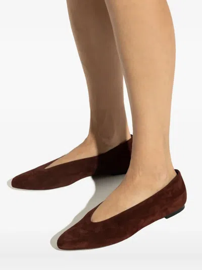 Neous Suede Pointed-toe Flats In Brown