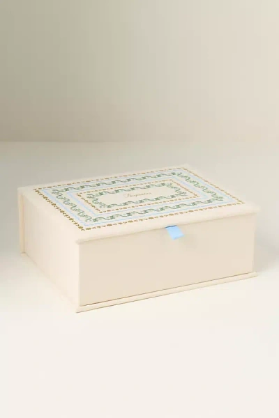 Rifle Paper Co Delphine Large Embroidered Keepsake Box In White